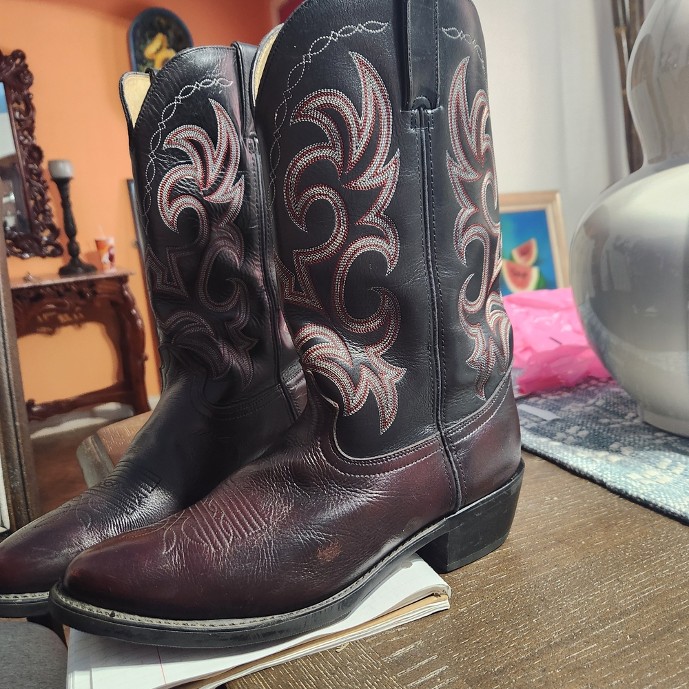 Men's Black and Brown Western Boots
